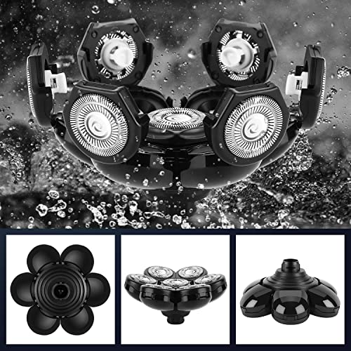 6 Blade Replacement Heads,Bald Shaver Replacement Heads Rotary Shaver for Bald Men Replacement Blade Beard Universal Fast Double Ring Hair Trimmer for 5 6 7 Head Electric Shaver