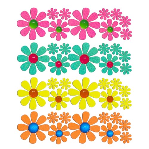 Sasswear Blacklight Body Stickers - Neon Fashion Accessories for Raves, Festivals and Glow Parties, 40/pk (Daisy)