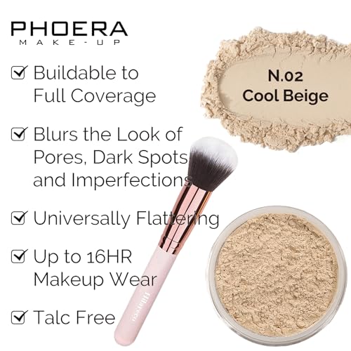 PHOERA Foundation,PHOERA Makeup Foundation Full Coverage,PHOERA Primer, PHOERA Powder, PHOERA Concealer, Kabuki Brushes Makeup Foundation Brush Powder Brush Concealer Brush (101- Porcelain)
