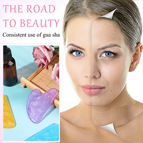 Nuogo 12 Pack Gua Sha Massage Tool Guasha Board Heart Shaped Gua Sha Facial Tools for Women Skin Care Face Body Relieve Muscle Tensions Reduce Puffiness, 12 Colors