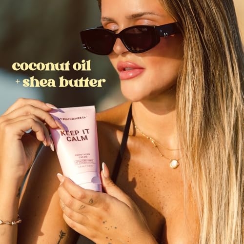 The Beachwaver Co. Keep It Calm Smoothing Cream - Full Size (3.8 Oz) Styling Cream for Smooth, Sleek Hair Anti-Frizz Flyaway Tamer w/HiX Vegan Bond Multipliers Polynesian Pink Sugar(Pack of 2)
