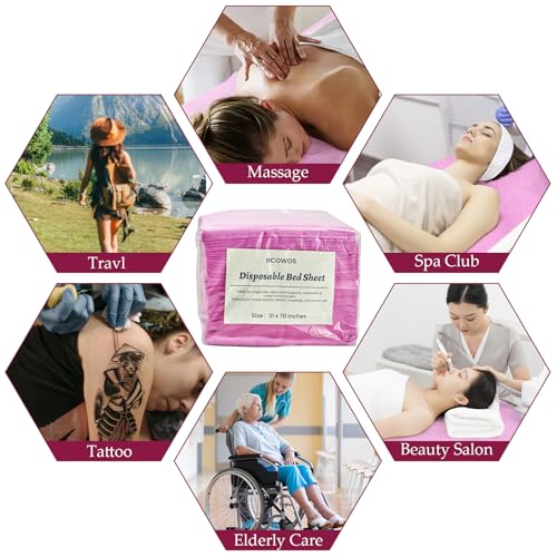20 PCS Massage Table Sheets Pink - 31'' x 70'' Disposable Bed Covers for Spa and Salon - Soft and Hygienic Disposable Sheets for Professional Use, Ideal for Massage Therapy Tables
