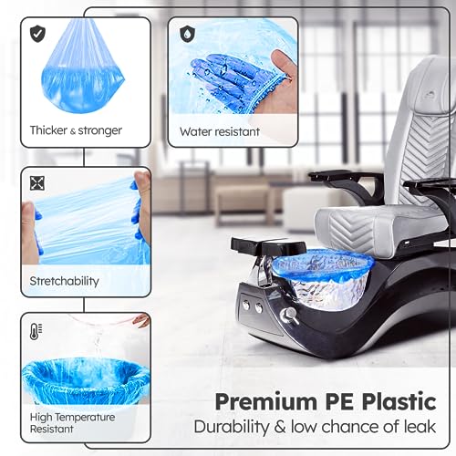 Premium Pedicure Bowl Liners with Enhanced Thickness and Pedicure Liners Disposable Optimal Fit for Most Chair Spas, Foot Bath, Foot Tub, Clear (Blue - 99 PCS)