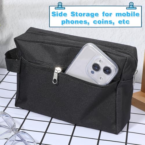 SHENLIU 16 Pcs Men's Toiletry Travel Bag, 8.7 x 6.1 x 2.56 inches Large Water Resistant Shaving Bag Hanging Cosmetic Bags with Divider Handle Foldable Makeup Travel Pouch Toiletry Organizer