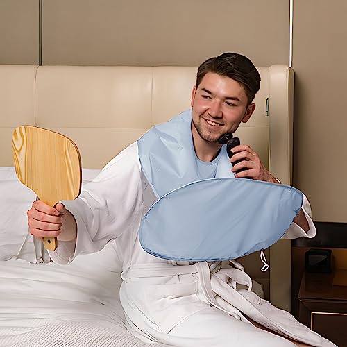 Linkidea Foldable Beard Trimming Cape, Non-Stick Shaving Bib for Men, Barber-Grade Grooming Cloak Hair Catcher, Travel & Bathroom Essentials, Dad Gifts (Grey)