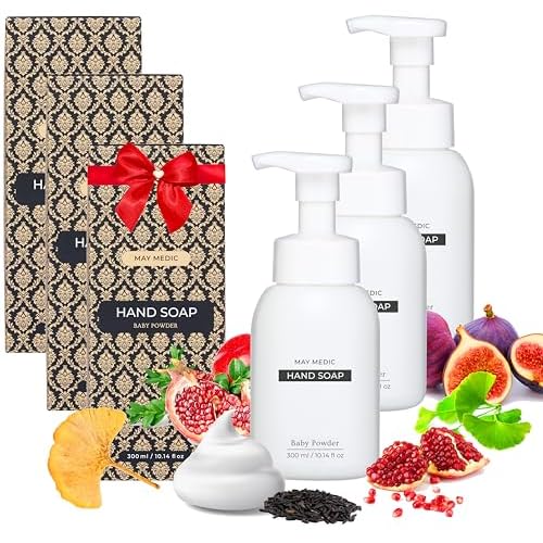 Baby Powder Double Scented Foaming Hand Soap, Moisturizing Foam with Fig and Pomegranate Extract, Vegan Wash for Bathroom and Kitchen, 10.14 fl oz (BabyPowder-3)
