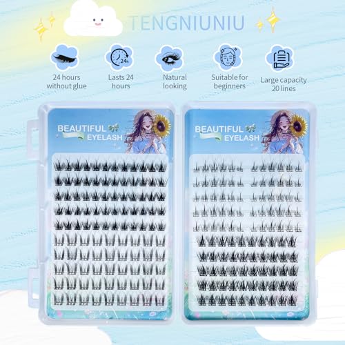 Eyelash Extension Kit - 20 Rows Glue-Free, 205pcs 4-in-1 with Independent Lashes, High Capacity