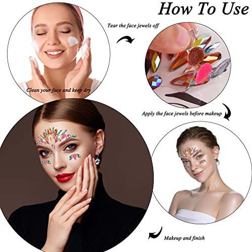 SIQUK 20 Sets Face Jewels Stick on Face Gems Rave Face Jewel Stickers Rhinstone Face Crystal Eye Jewels for Festival Rave Carnival Party