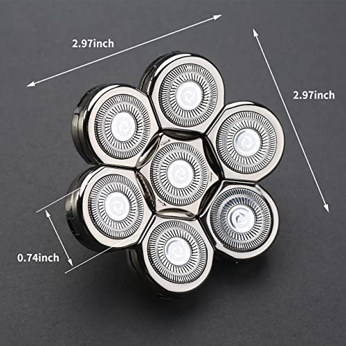 7 Blades Head Shaver Replacement Heads Electric Shaver Universal Replacement Blade Head Electric Razor for Men (7D Silvery)