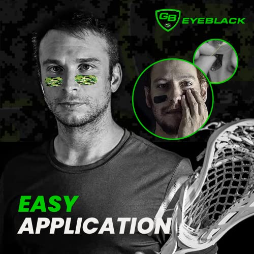 12 Pairs Peel & Stick Athletic Eyeblack, Eye Black Baseball, Eye Black Lacrosse, No Mess (Blue & Yellow Camo)