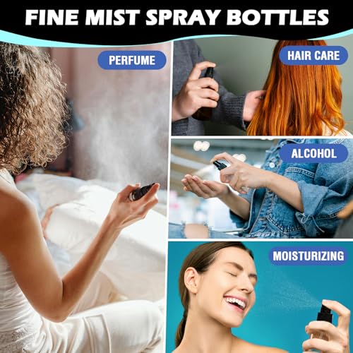 100 Pack 2oz/55ml Plastic Small Spray Bottles Mini Travel Spray Bottle with Black Cap Empty Fine Mist Spray Bottles Refillable Liquid Container for Perfumes Travel Makeup