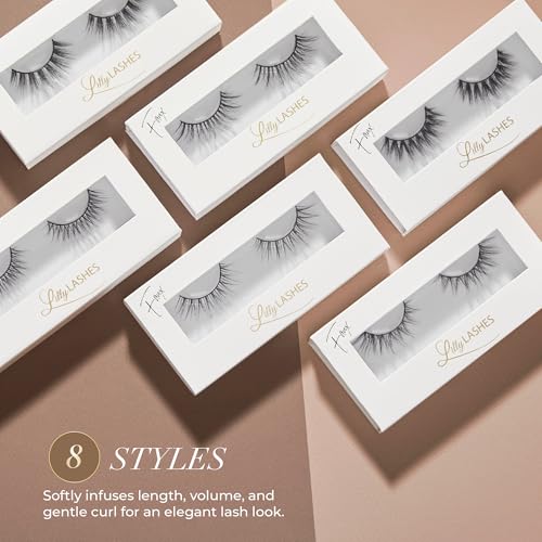 Lilly Lashes Mykonos Lite in Faux Mink, Strip Lashes, Natural Lashes, Reusable False Lashes Natural Look, Lash Strips with Luxury Silk Like Fibers, No Lash Glue Included