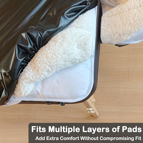 PU Leather Massage Table Cover Protector, Wipeable Waterproof & Oil-Resistant Fitted Replacement Sheet with Elastic & Back Securing Straps for Massage, Spa & Lash Beds, Fits 28?32¡± Wide