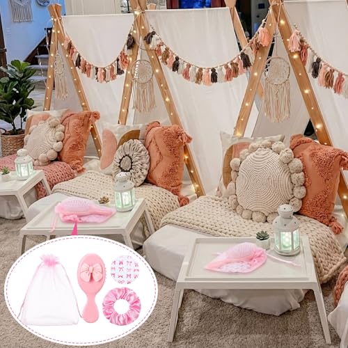 48 Pcs Coquette Bow Party Favors for Women Bow Compact Mirrors Mini Hair Brush Scrunchies Ties Organza Bags Thank You Gift Baby Shower Supplies