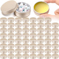 Patelai 64 Pieces Lip Balm Tin Containers Screw Top Round Tin Cans Aluminum Jar with Screw Lid, Empty Bottle Travel Cosmetic Sample Container for DIY(1 oz,Champagne)