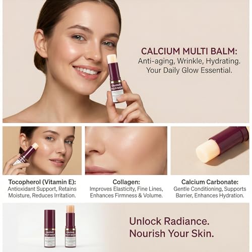 All-in-One Moisturizing Balm Stick with Calcium & Collagen ? Anti-Aging Skin Repair for Face, Eyes, Lips, Neck ? Hydrating Portable Skincare, 2-Pack