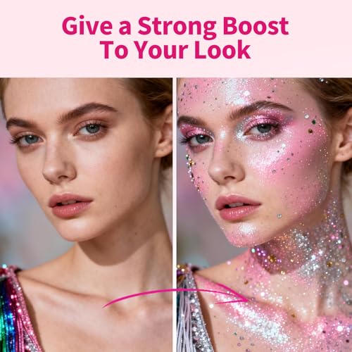 SEVICH Mardi Gras Hair Glitter Stick Sliver for Face Body,Kids & Skin Safe Waterproof Sparkle with No Glue Needed,Easy to Apply and Remove for Parties Festivals Makeup,Child Friendly 15g