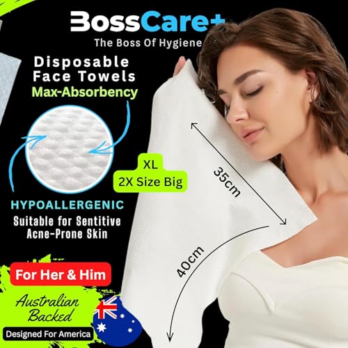 BC+¢ç Acne Eco Disposable Face Towels 13x15"XL 60ct Esthetician Facial Cleansing Cloths, Bamboo Towelette Use Wet Dry wd Cleanser, Neck Sweat & Impurities Face Cloth Hypoallergenic WashCloth