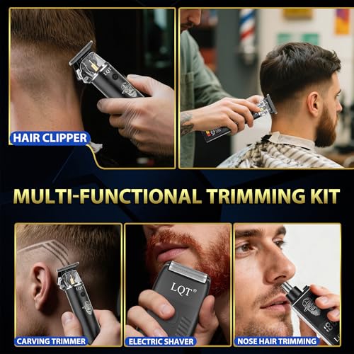 Electric Foil Shaver for Men 3-Piece Grooming Kit with Floating Blades & LED Display, IPX7 Waterproof Wet/Dry Beard Trimmer, Cordless Rechargeable Electric Razor for Travel (Black)