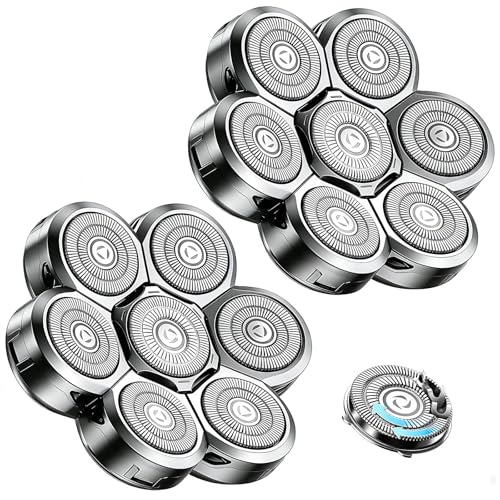 7 Head Shaver Replacement Heads for Freebird Shaver Bald Men, Head Shavers for Men,Shaver Replacement Blades for Rotary Shavers (Silver/2 count)