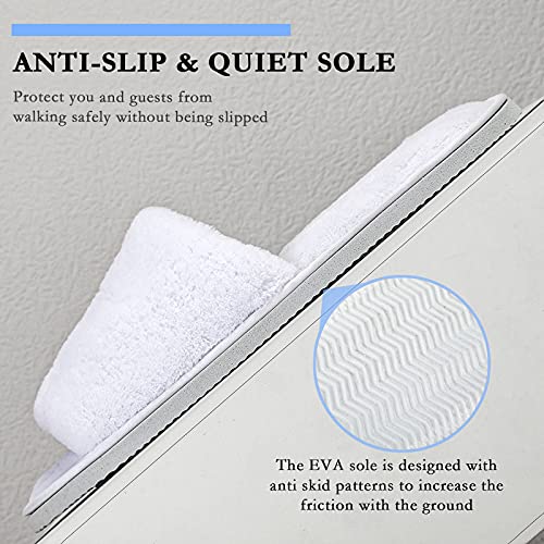 Shinymoon 8 Pairs Disposable Velvet Open Toe Non Slip Spa & Travel Slippers - White, Medium