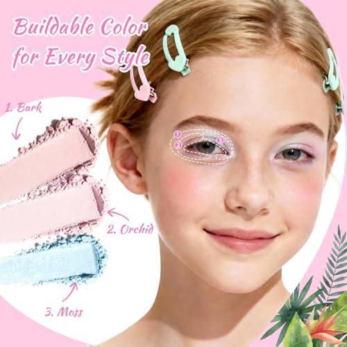 Color Nymph Girls Eye & Cheek Makeup Palette Kit - Eyeshadow & Blush & Highlighter Palette for Teens Girls Tweens, Beginner-Friendly, Gentle Makeup Kits for Starter, Makeup Gift for Birthday (Pink)