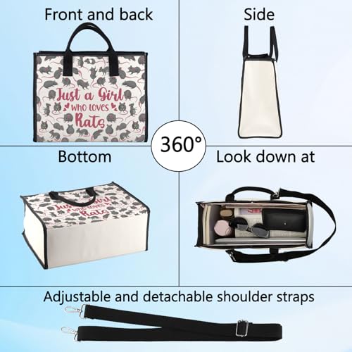 LEVLO Funny Rat Cosmetic Bag - Animal Lover Gift, Just A Girl Who Loves Rats Makeup Zipper Pouch for Women Girls (Rats LT)