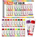 AZEN 24 Pack Lip Balm, Natural Lip Balm Bulk, Lip Care Product, Moisturizing Lip Balms for dry cracked lips - 12 Flavors