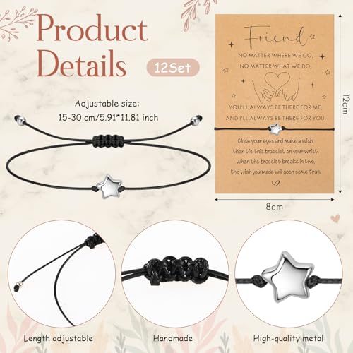 12 Set Christmas Friend Gifts for Women Bulk Friendship Bracelets Makeup Bags with Zipper Keychains Cards Women Friendship Gifts for BFF Birthday Christmas Party