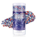 Body Glitter Stick,Sparkling Face Hair Glitter Makeup for Women,Waterproof Hair Glitter,Singer Concert Festival Rave Halloween Accessories,Mermaid Sequins Face Paint Gel Kit (Red Blue Silver)