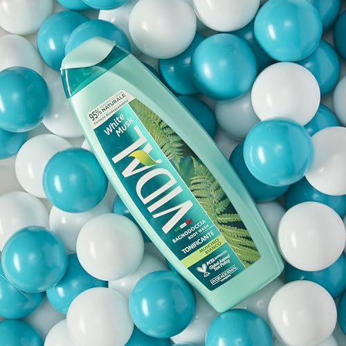 Vidal Shower Gel, White Musk 250 ml/8.4 Fl Oz, Moisturizing, Softening, Body Care, Unisex, Made in Italy
