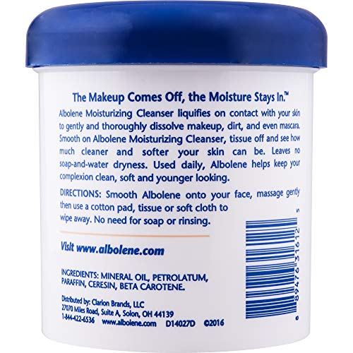 Albolene Moisturizing Cleanser & Makeup Remover Balm - Fragrance-Free Facial Cream for Cleansing & Hydration - Multi-Use Skincare for All Skin Types - No Harsh Chemicals - 12 oz (Pack of 2)