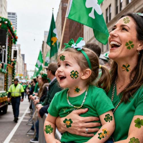120Pcs Shamrock Temporary Tattoos Bulk - St Patricks Day Tattoos Pre Cut Design, Saint Patricks Patty Face Tattoo Stickers Adults Lucky Irish Makeup Party Favors Supplies Traditional Holiday Festival