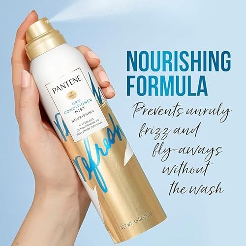 Pantene Dry Conditioner Mist Spray for Hair, 3.9oz, Blue - Instant Hydration and Frizz Control with Vitamin B5, Safe for Color Treated Hair, Pro-V Refresh