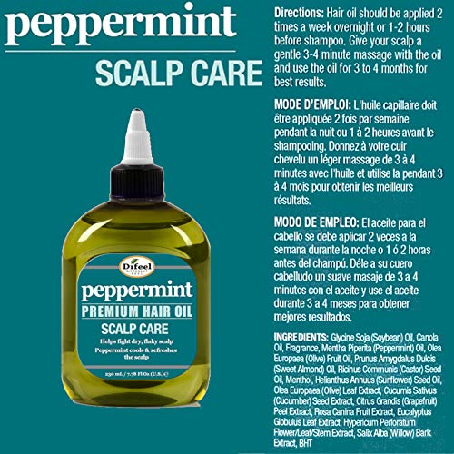 Difeel Peppermint Scalp Care Hair Oil 7.1 oz.- Deluxe 2-PC Gift Set