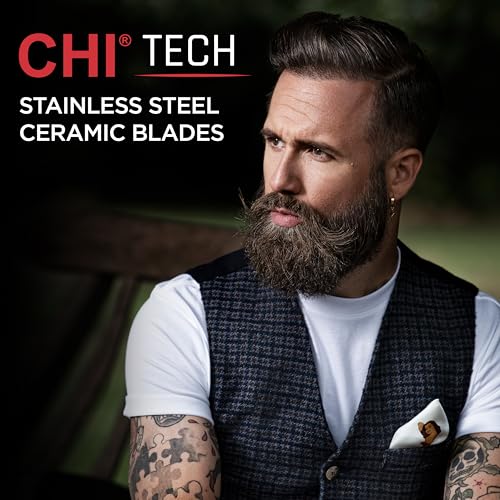 CHI Tech Cordless Precision Clipper, Wireless Hair Clipper for Precision Styling, Smooth Grip & Stainless Steel Blades, Includes 4 Guard Attachments