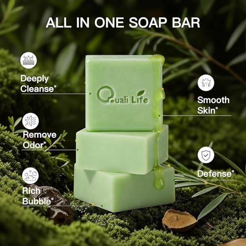 Tea Tree Soap, Tea Tree Soap Bar for Face & Body, Antifungal Soap with Tea Tree Oil, Antibacterial Bar Soap for Fungus, Ringworm, Acne, Pack of 3