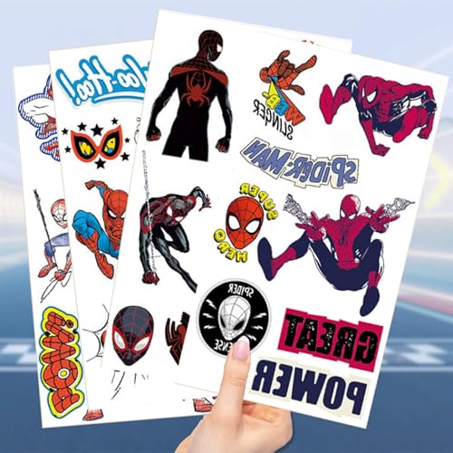 10 Sheets Spider Temporary Tattoos, Removable Cute Cartoon Spider Stickers, Spider Themed Birthday Party Favors & Decor Supplies