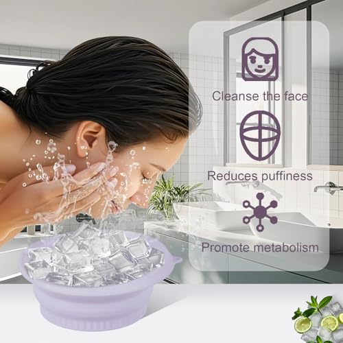 Face Bowl for Ice with Built-In Ice Tray, Face Ice Bath Bowl (Silicone), Foldable and Hanging Design, for Easy Storage and Carrying, for Cold Plunge Therapy Portable Spa Tool Home & Travel