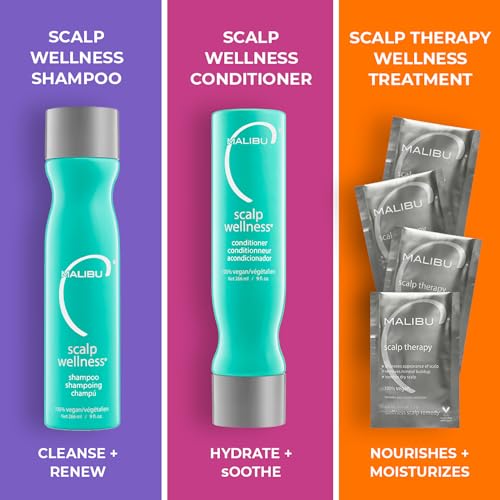 Malibu C Scalp Wellness Hair Shampoo - Sulfate-Free & Moisturizing Shampoo - Nourishing Scalp Care with Sulfate-Free Surfactant Technology