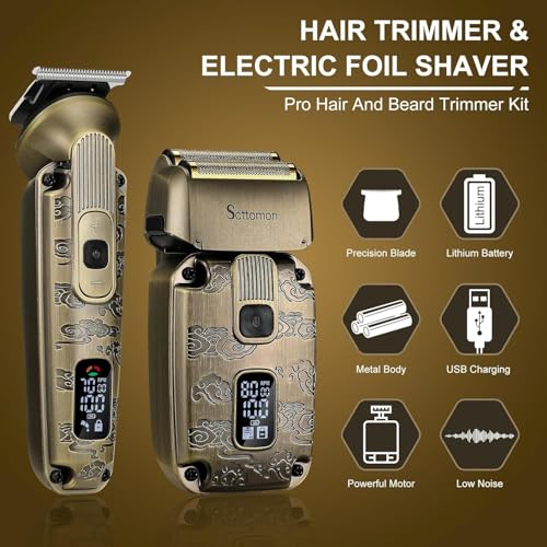 Foil Shavers for Men Beard Trimmer Electric Razor for Men Bald Head Hair Shaving Kit Cordless Waterproof