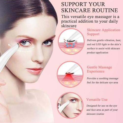 Eye Lift Wand, 3 in 1 Vibrating Red Light 98¡ÆF to 113¡ÆF LCD Display Eye Massager for Dry Eyes, Dark Circles and Puffiness, Electrical Face, Neck Sculpting Pen for Fine Lines and Wrinkles