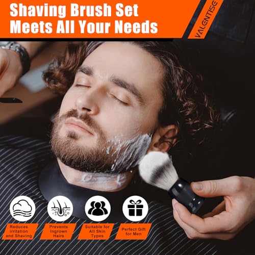 Shaving Brush, 3 In 1 Shaving Brush Set Includes Stainless Steel Shaving Stand and Bowl, Synthetic Badger Hair Shave Brush for Men's Shave Gift