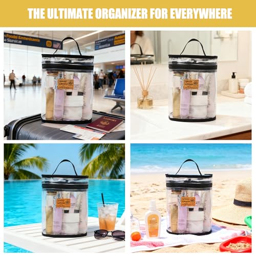 Rough Enough Clear Makeup Bag Leakproof Cosmetic Large Clear Toiletry Bag Organizer Case for Travel Gym Beach
