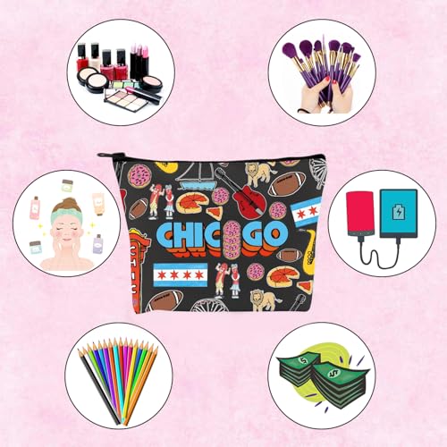 TSOTMO Chicago Souvenir Gift Chicago Welcome Makeup Bag Chicago Travel Zipper Pouch Bag (Chicago bag)