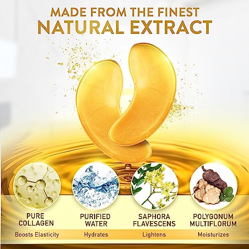 PatchRx Gold Under Eye Patches (144 Patches) for Puffy Eyes and Dark Circles with Pure Collagen, 24K Eye Gel Pad Masks for Reducing Eye Bags, Puffy Dark Circles, Wrinkles, and Fine Lines
