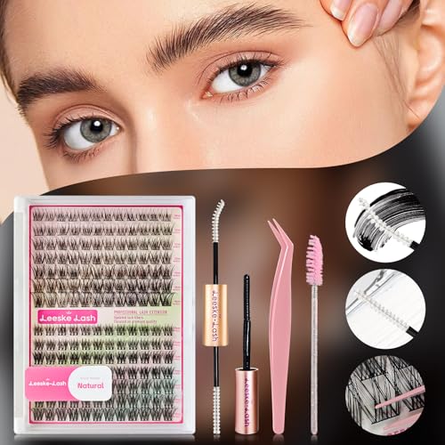 Wispy Fairy Eyelash Clusters Kit, 10-16mm D Curl Fluffy Individual Lashes, DIY Natural Lash Extension 192 PCS, Waterproof Cluster Eyelashes (Natural)