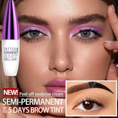Light Brown Eyebrow Gel 2 Pack Tattoo Eyebrow Gel Easy Peel Off Long Lasting Smudgeproof Waterproof Eyebrow Gel Tint (02# Light Brown)