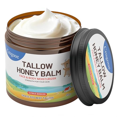 Beef Tallow for Skin - 100% Grass Fed - Whipped Tallow and Honey Balm£¬Moisturizer Cream for Face & Body -Natural Organic Formula for Dry & Sensitive Skin (Citrus Breeze) (4 oz)