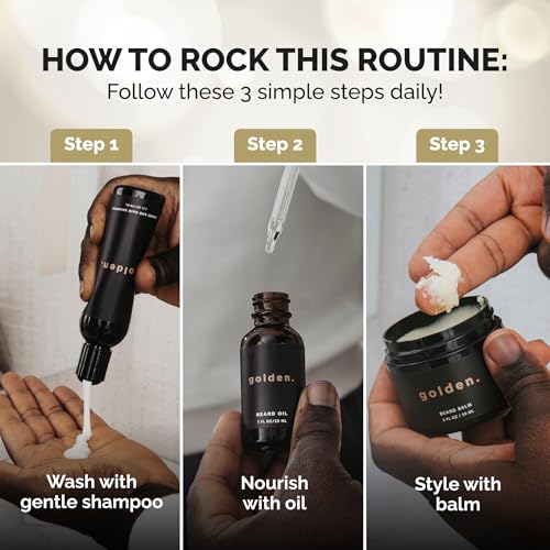 Golden Grooming Co. Everyday Beard Bundle ? Complete Beard Care Set | Includes Beard Oil, Balm & Shampoo (XL, Fresh Scent)